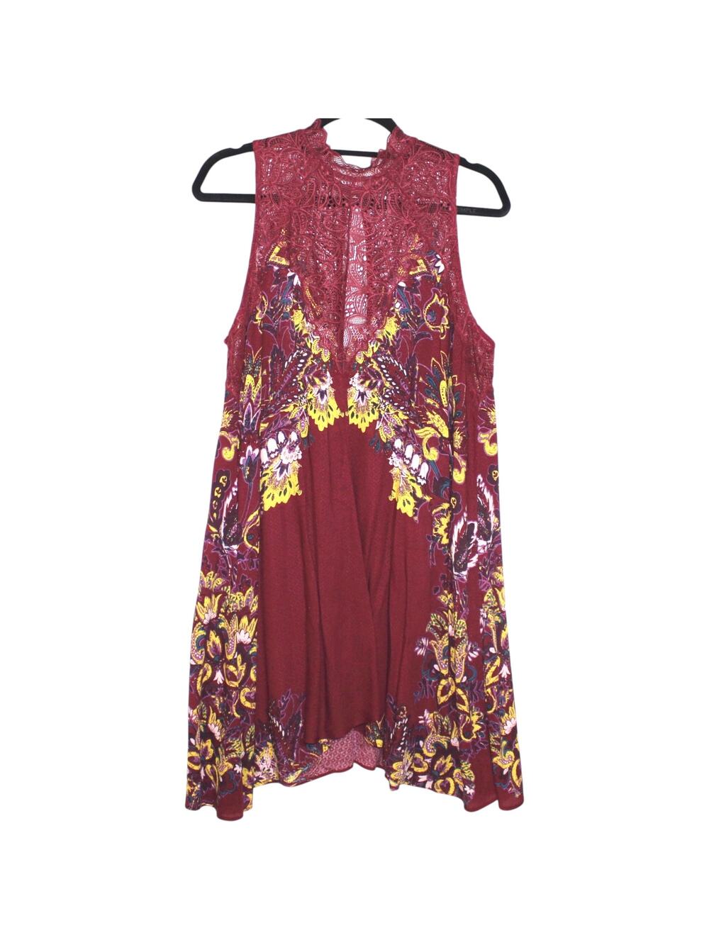 Free People Maroon High-Neck Dress Size Medium